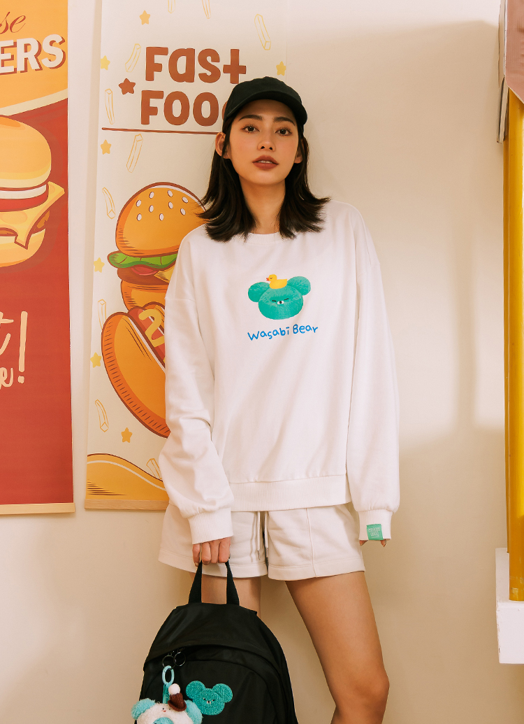 GraceGift Wasabi Bear 芥末熊 拉繩調節電繡棒球帽 黑色