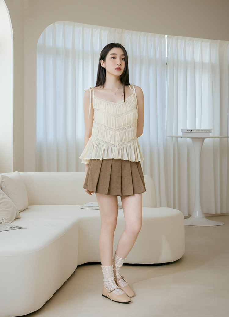 GraceGift 平價女鞋 韓系小愛心 復古瑪莉珍鞋 深杏色 平底瑪莉珍鞋 實品圖