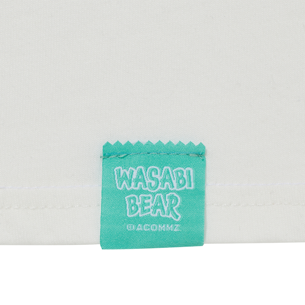 GraceGift Wasabi Bear聯名 Wasabi Bear X NTU芥末熊蝴蝶結印花情侶短袖T恤 藍綠色