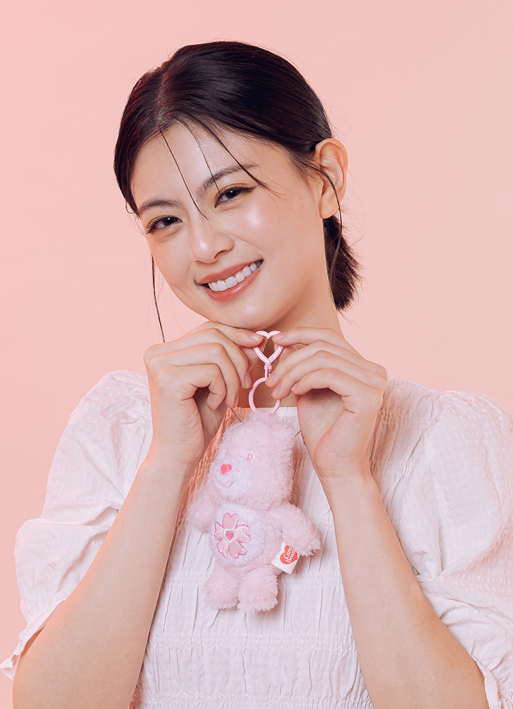 GraceGift CareBears聯名 櫻花熊 櫻花季限定 櫻花小熊絨毛玩偶鑰匙圈 粉色
