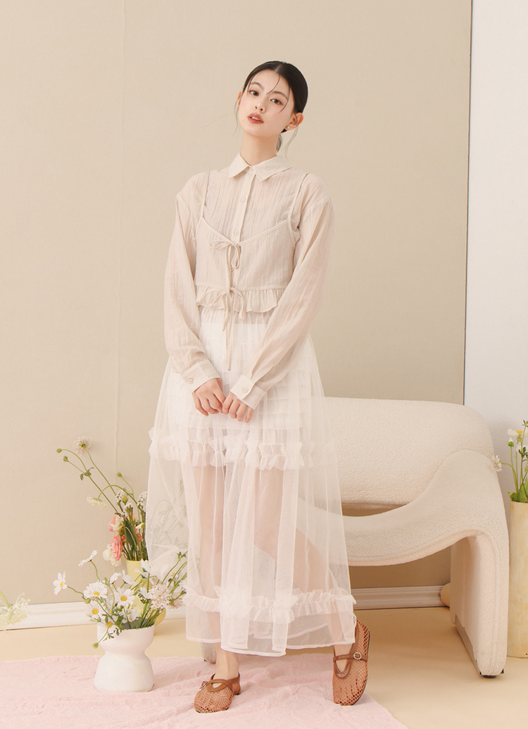 GraceGift 平價女鞋 個性網面 細閃芭蕾舞娃娃鞋 棕色 平底娃娃鞋 實拍圖