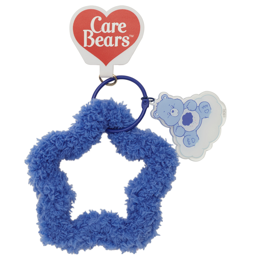 GraceGift CareBears聯名 牢騷小熊 Lollipop系列 星星絨毛手機吊飾 藍