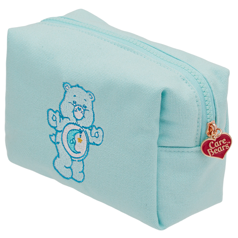 Care Bears-晚安小熊電繡格紋帆布化妝包 淺藍