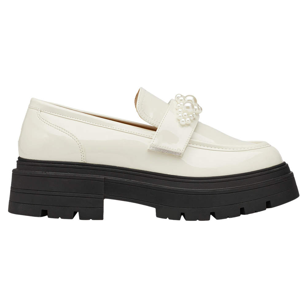 奕潔聯名-公主珍藏2WAY珍珠厚底樂福鞋 米漆