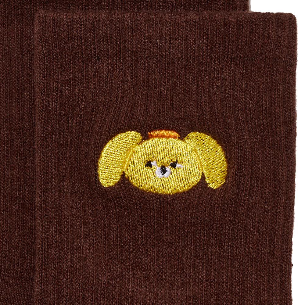 GraceGift  Wasabi Bear聯名 芥末熊 黃芥末熊螺紋電繡中筒襪 咖色