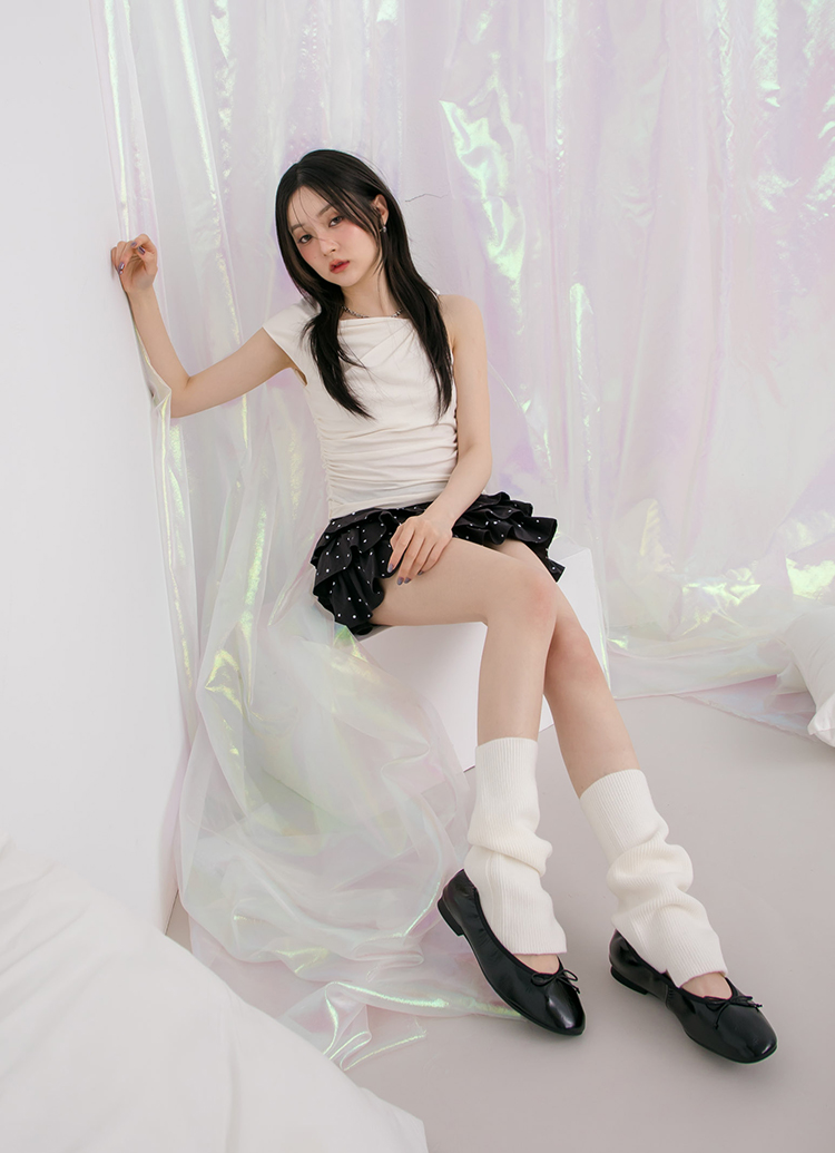 GraceGift平價女鞋 時尚秀場 圓頭 法式訂製全真皮鞋墊芭蕾平底娃娃鞋 黑漆色