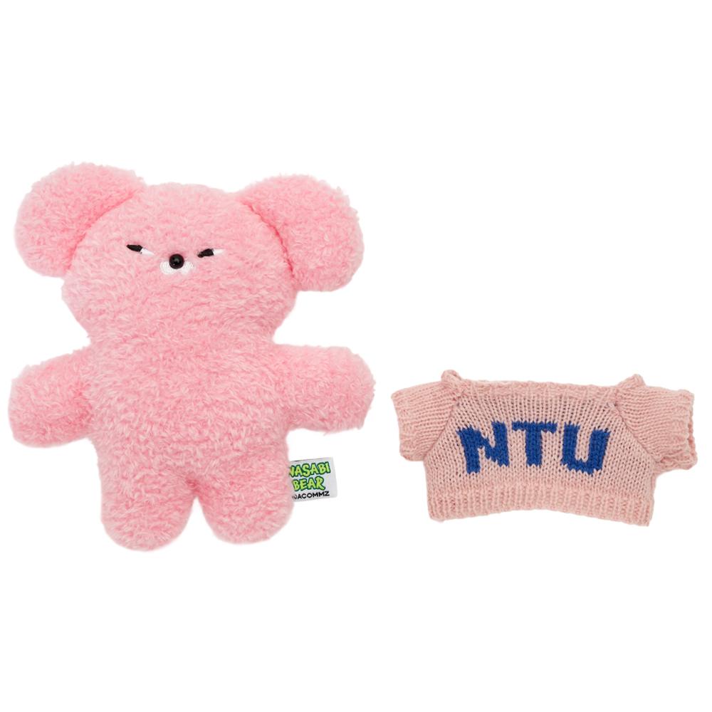 GraceGift  Wasabi Bear聯名 芥末熊 粉芥末熊毛絨玩偶吊飾鑰匙圈 粉色