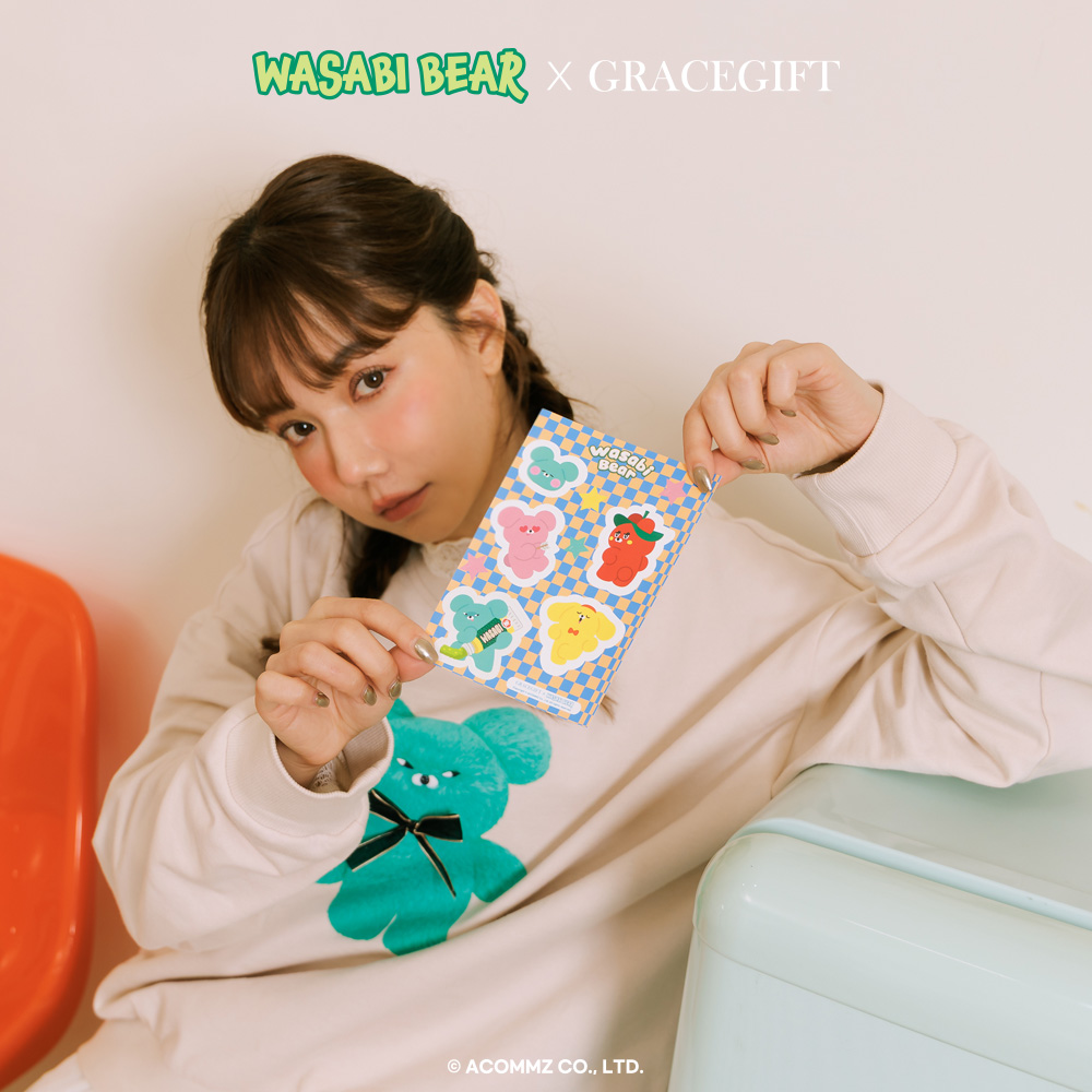 Grace Gift Wasabi Bear 聯名 貼紙 手帳裝飾貼 實拍圖