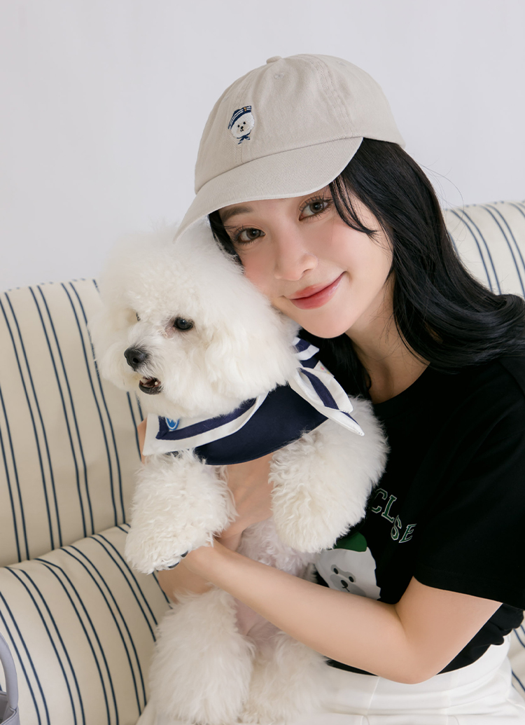 韓國Beyond Closet 比熊刺繡休閒棒球帽 淺灰