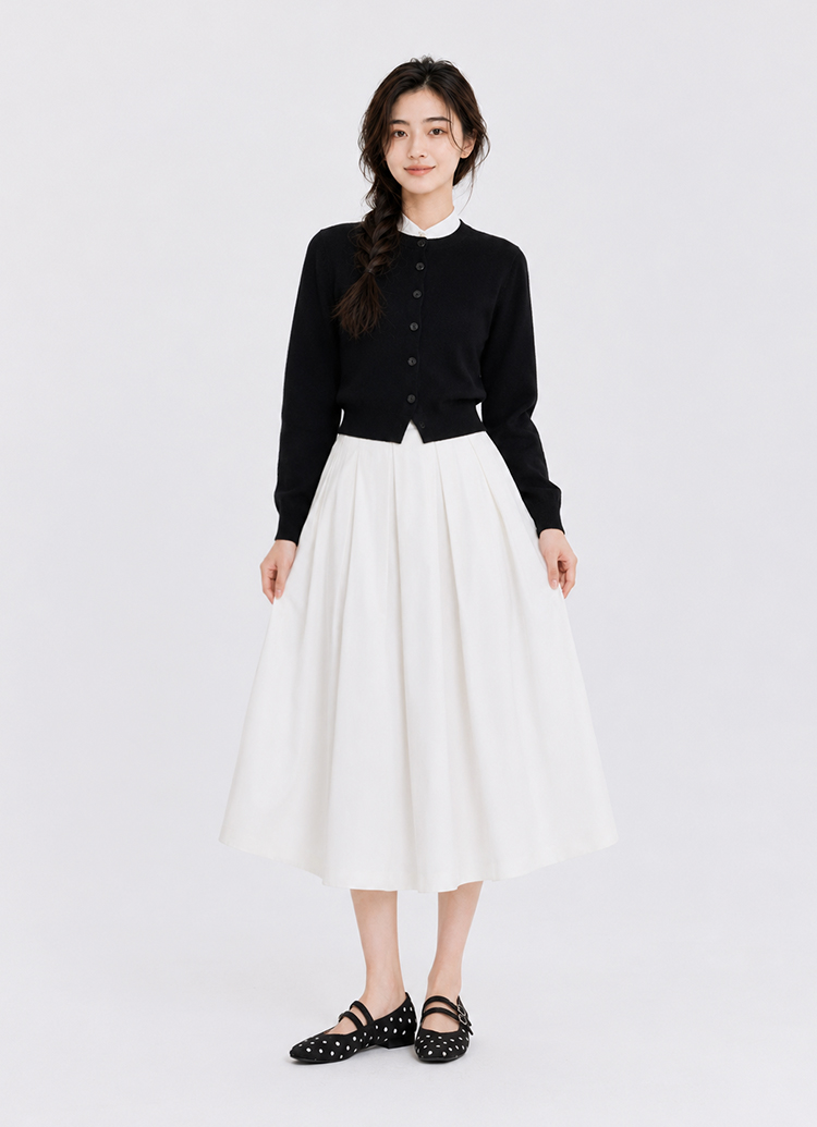 GraceGift平價女鞋 零著感柔織雙帶平底瑪莉珍鞋 黑白點