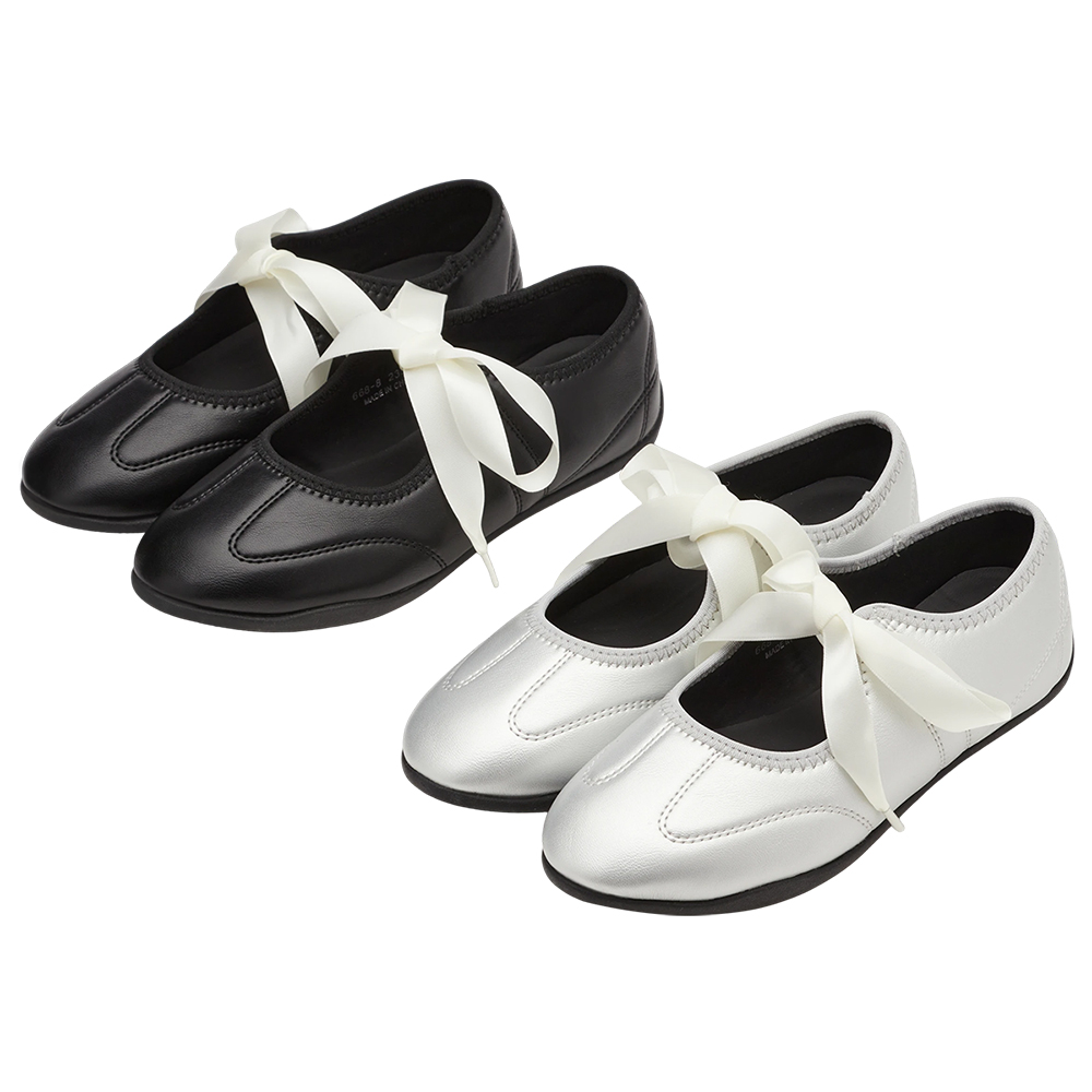 芭蕾日常2WAY蝴蝶結綁帶薄底運動鞋 黑