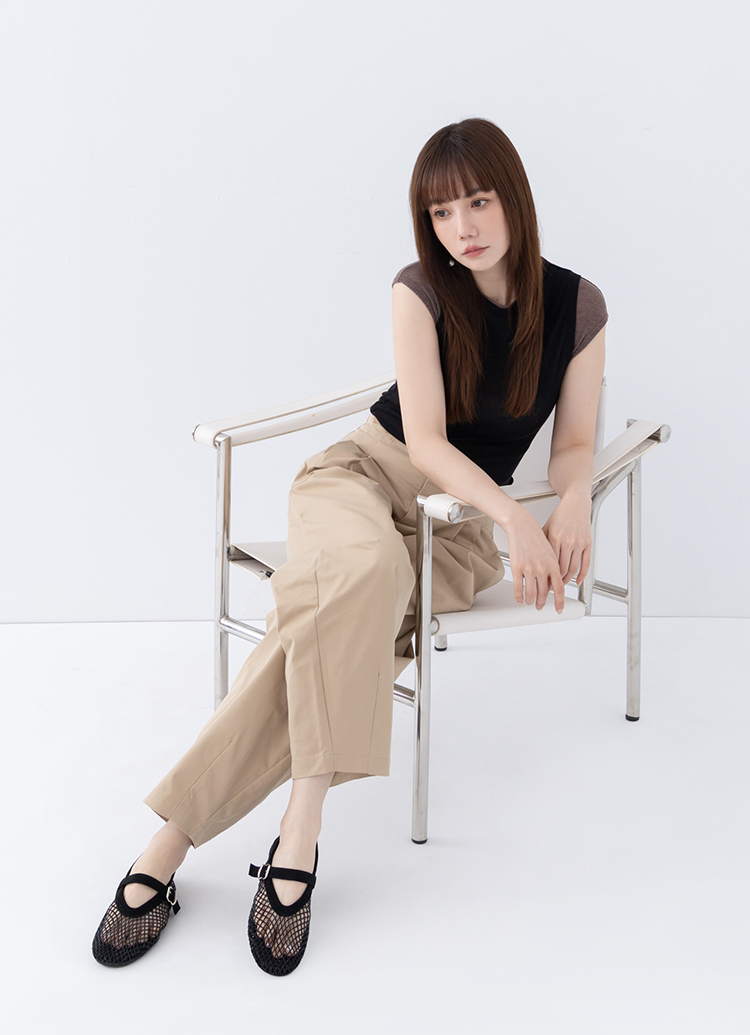GraceGift平價女鞋 閃耀晶鑽漁網圓頭瑪莉珍芭蕾舞鞋 黑
