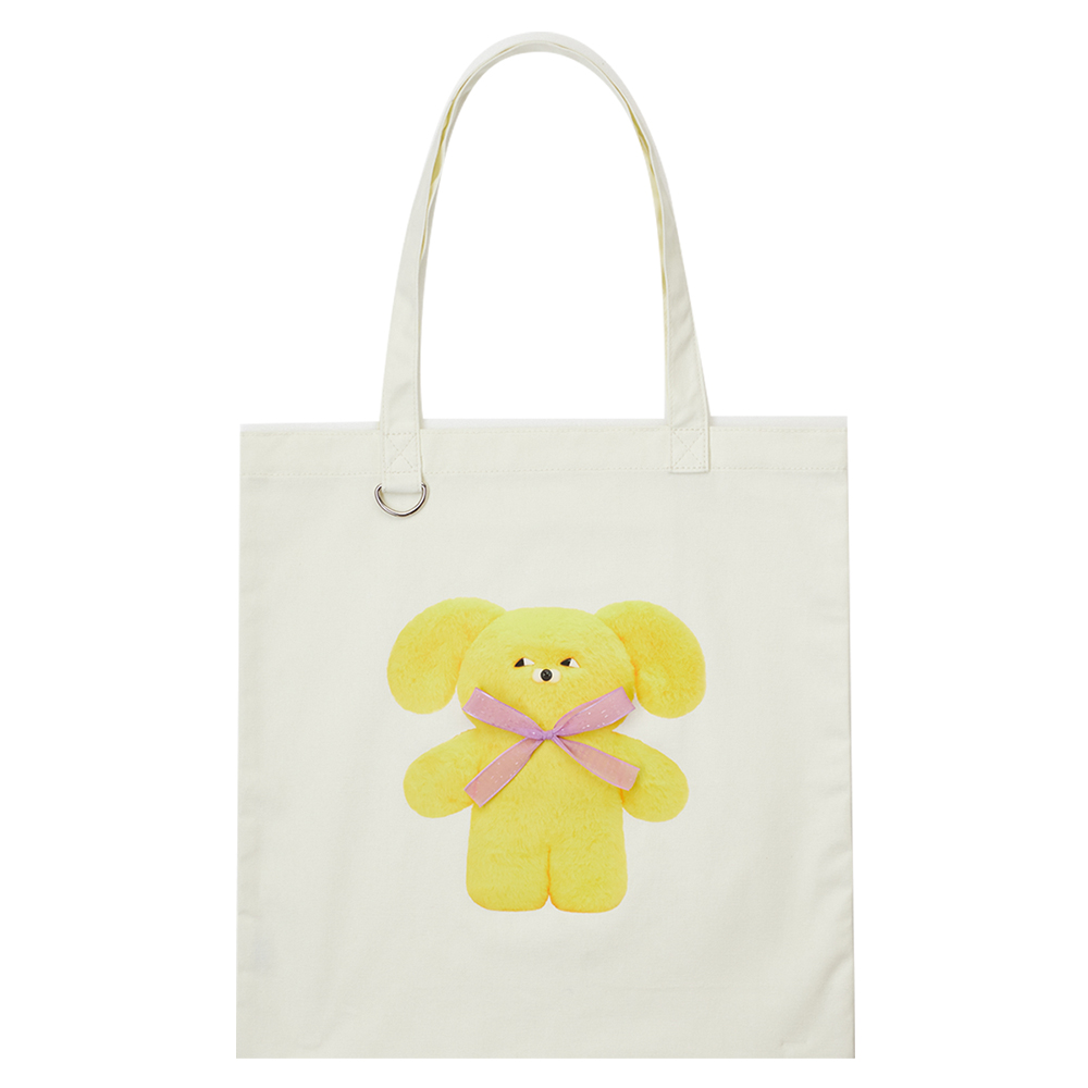 GraceGift Wasabi Bear聯名 黃芥末熊 立體蝴蝶結印花日常帆布包 粉色 實拍圖