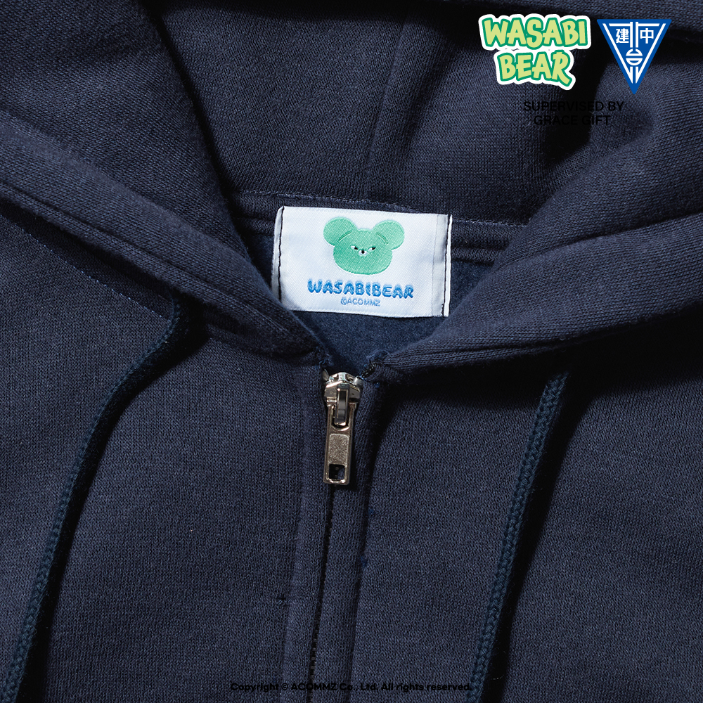 Wasabi Bear × 建國中學127th-MIT手工職人內刷毛連帽休閒外套 藍