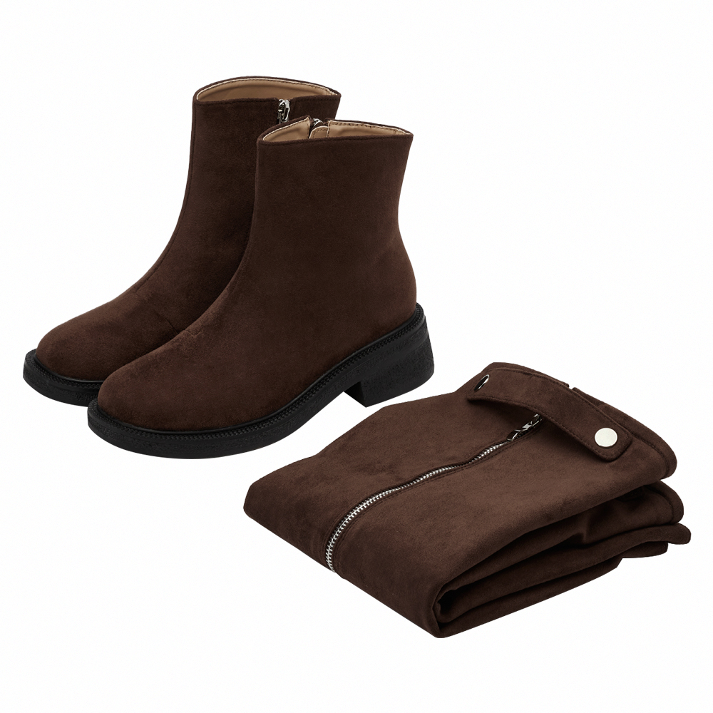 穿搭利器2way可拆式褲管堆堆長靴 咖