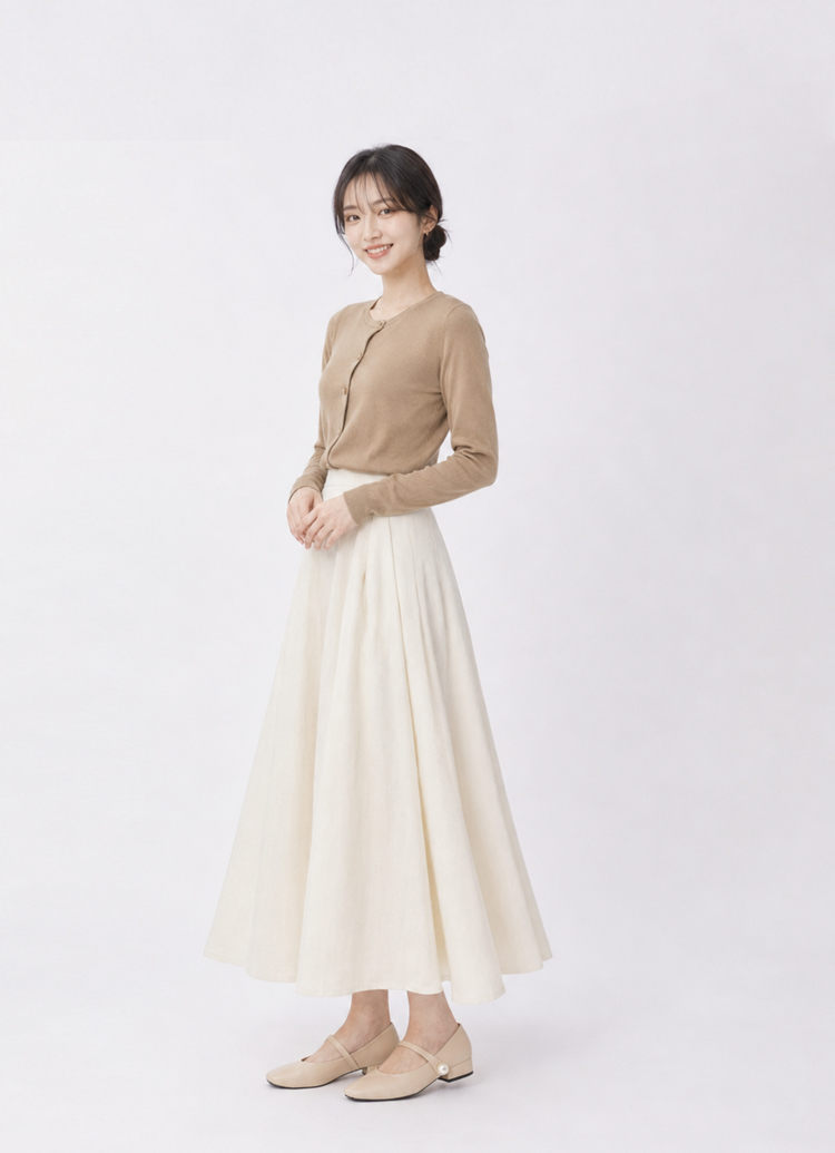 GraceGift平價女鞋 時尚秀場 小方圓頭 百搭氣質珍珠方頭低跟瑪莉珍鞋 深杏色