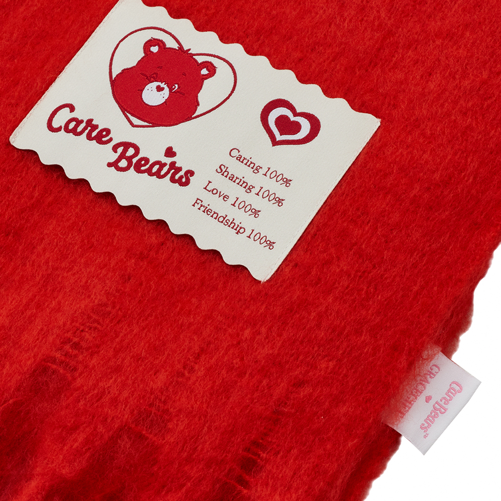 Care Bears-全心全意小熊純色流蘇仿羊絨圍巾 紅
