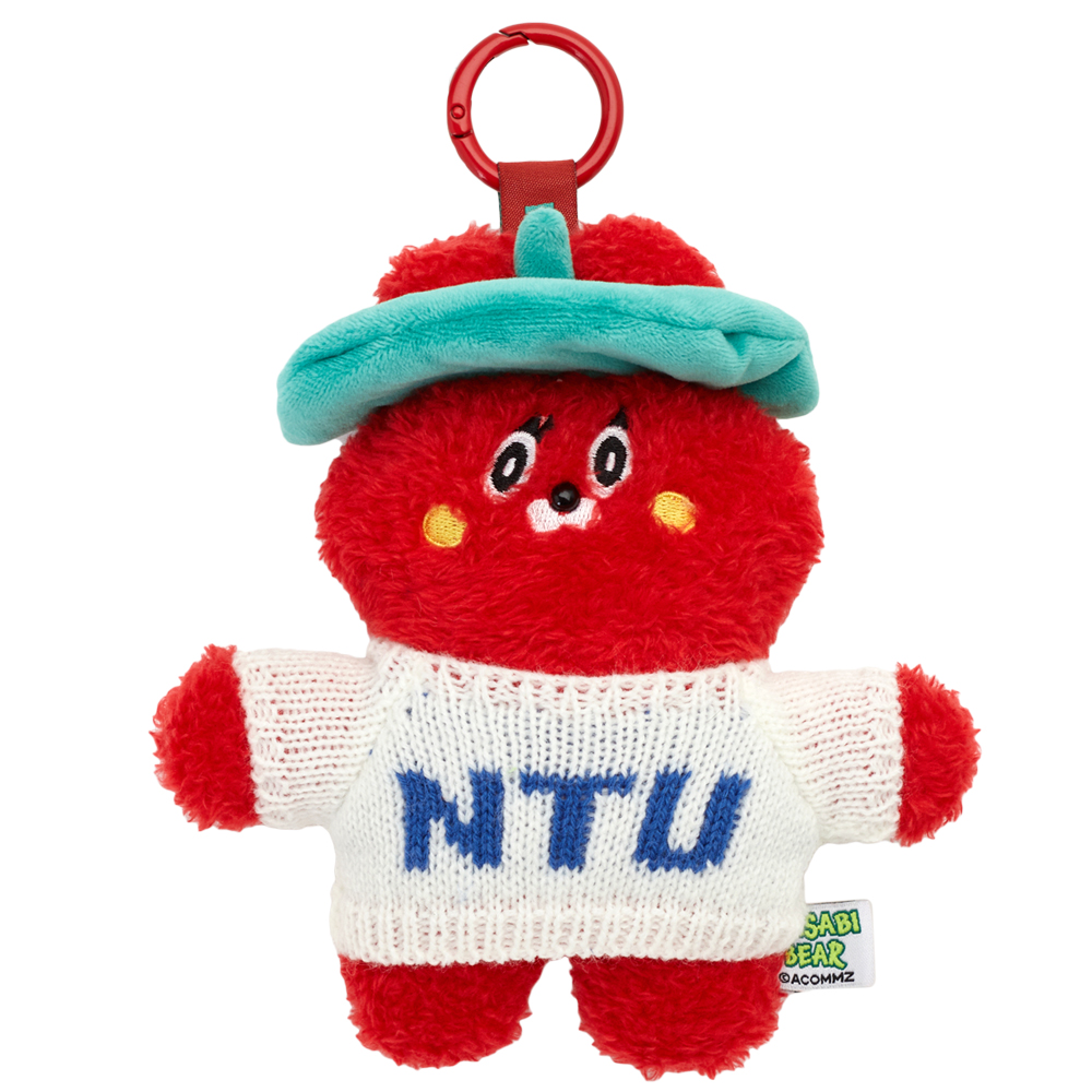 GraceGift  Wasabi Bear聯名 芥末熊 辣椒醬熊毛絨玩偶吊飾鑰匙圈 正紅色