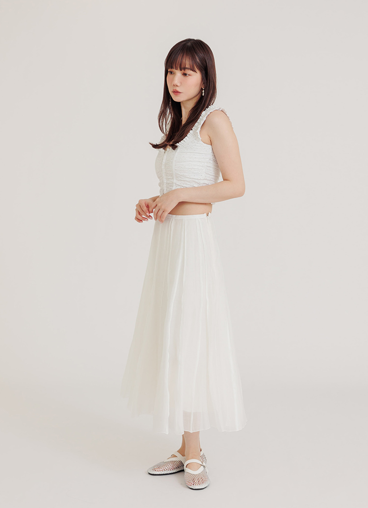 GraceGift平價女鞋 閃耀晶鑽漁網圓頭瑪莉珍芭蕾舞鞋 白