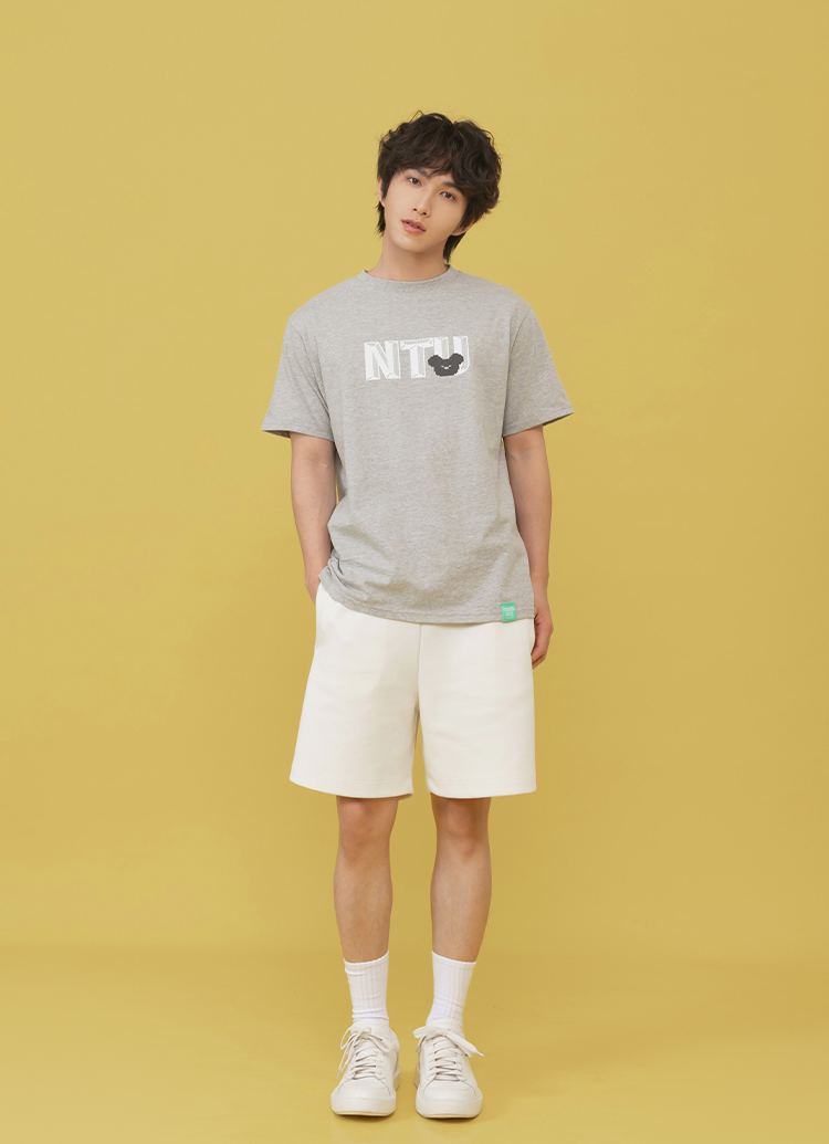 GraceGift Wasabi Bear聯名 Wasabi Bear芥末熊復古像素風印花短袖T恤 灰色