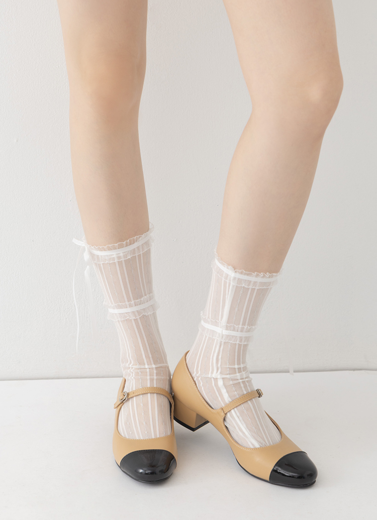 GraceGift平價女鞋 時尚秀場 圓頭 經典法式雙色小香風低跟瑪莉珍鞋  淺駝色