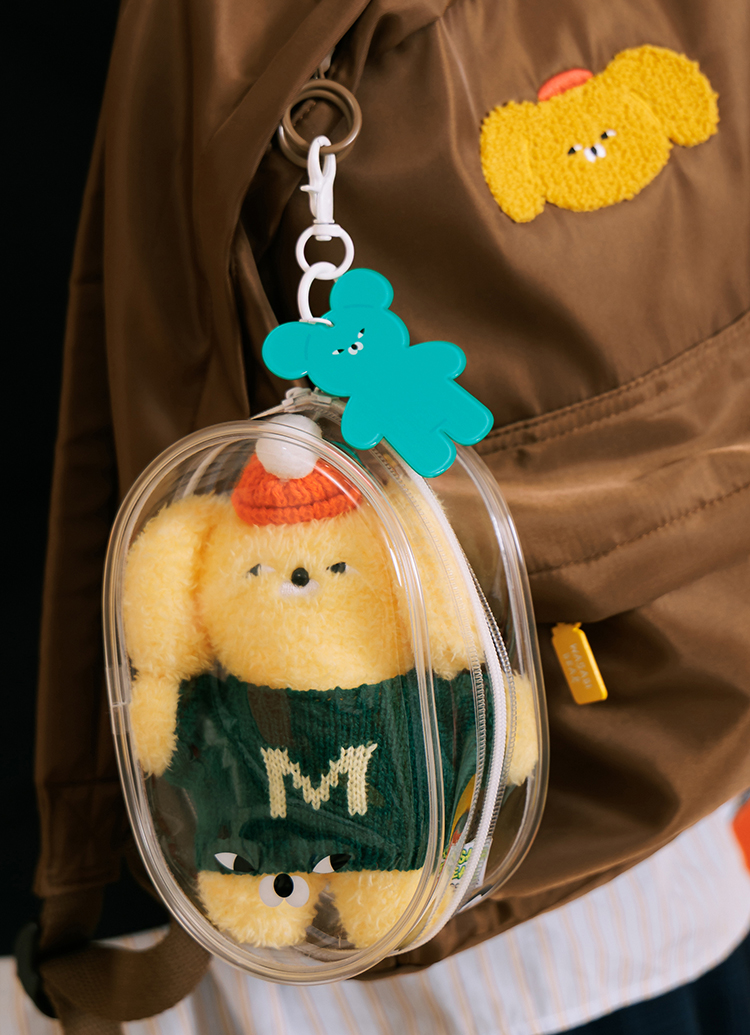 GraceGift Wasabi Bear聯名 芥末熊 吊飾透明外出曬娃包 藍綠色