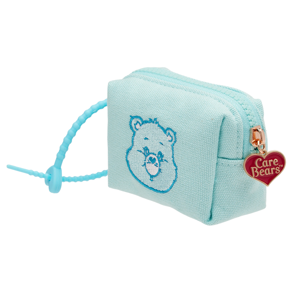 Care Bears-晚安小熊電繡格紋吊飾零錢包 淺藍