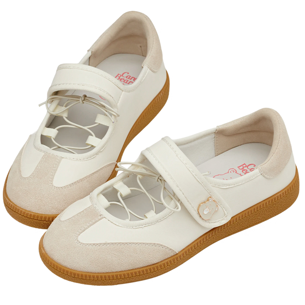 Care Bears-鑽石小熊綁繩魔鬼氈瑪莉珍運動鞋  米白