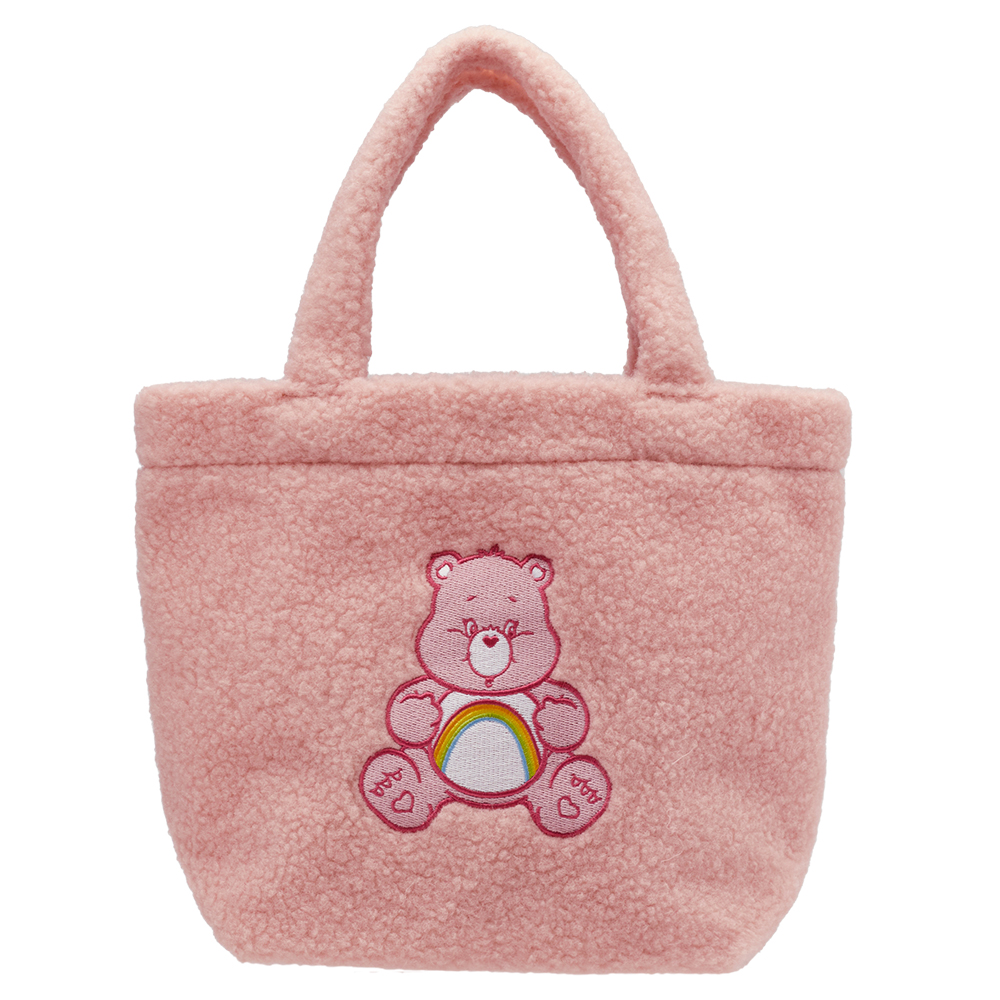 Care Bears-樂觀小熊泰迪毛毛手提肩背托特包 粉