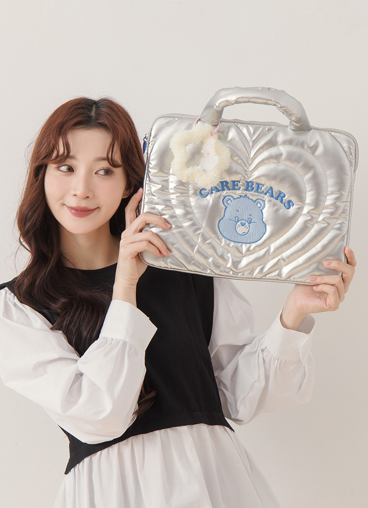 GraceGift CareBears聯名 鑽石小熊 Lollipop系列 星星絨毛手機吊飾 米白