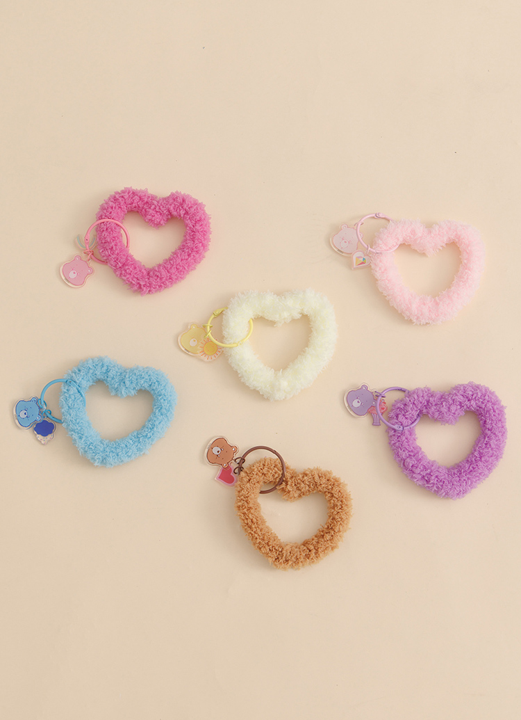 GraceGift CareBears聯名 分享小熊 Cupid系列 愛心絨毛鑰匙圈 淺紫