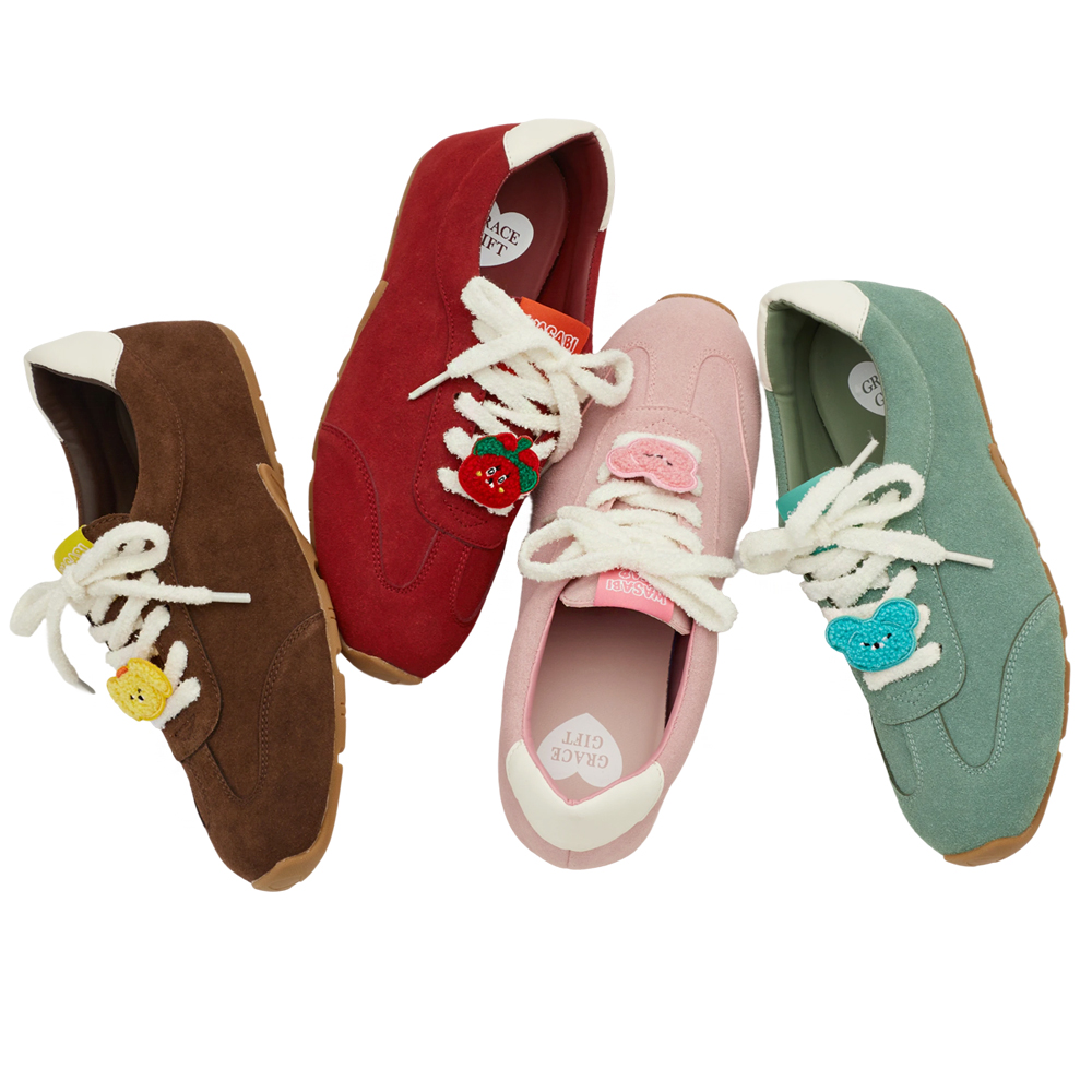 Grace Gift 平價女鞋 Wasabi Bear 聯名 黃芥末熊 休閒運動鞋 咖色 穿搭實拍