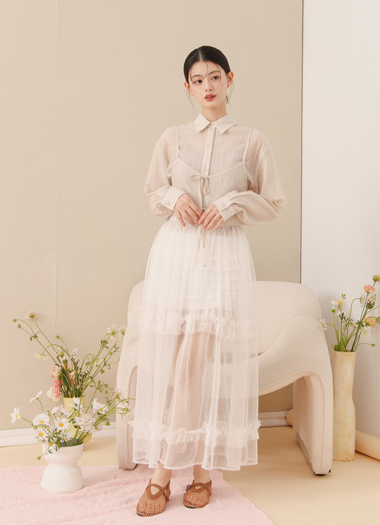 GraceGift 平價女鞋 個性網面 細閃芭蕾舞娃娃鞋 棕色 平底娃娃鞋 實拍圖