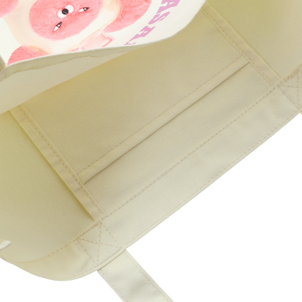 Grace Gift 平價女鞋 Wasabi Bear 聯名 粉芥末熊 印花帆布包 正紅色 實拍圖