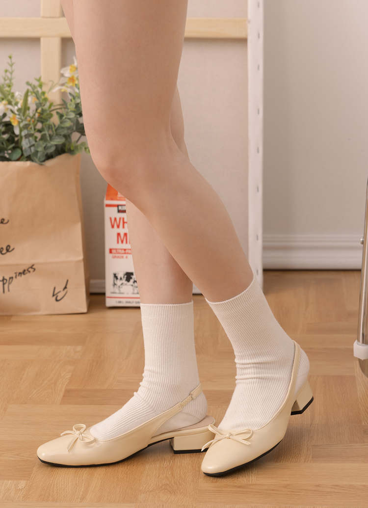 GraceGift平價女鞋 時尚秀場 方頭 韓系清新蝴蝶結後空跟鞋 黃色