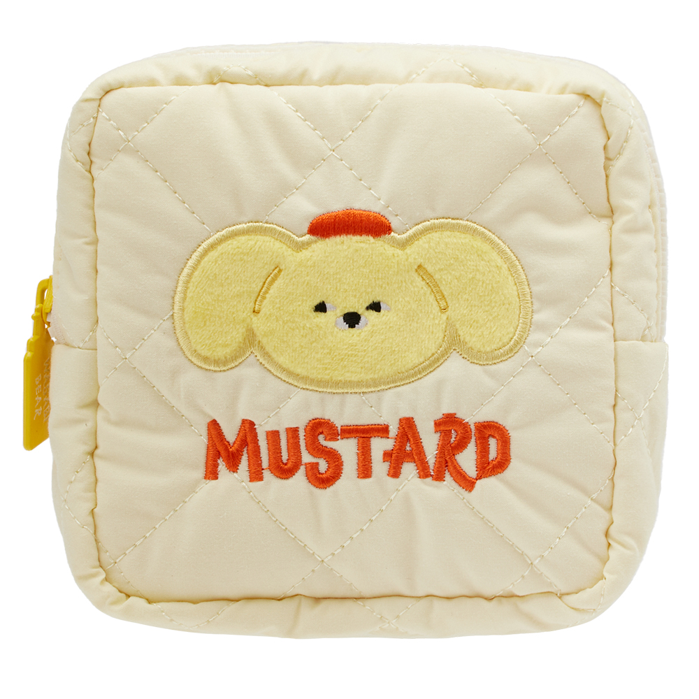 GraceGift Wasabi Bear聯名 黃芥末熊 格紋鋪棉收納包 粉色 實拍圖