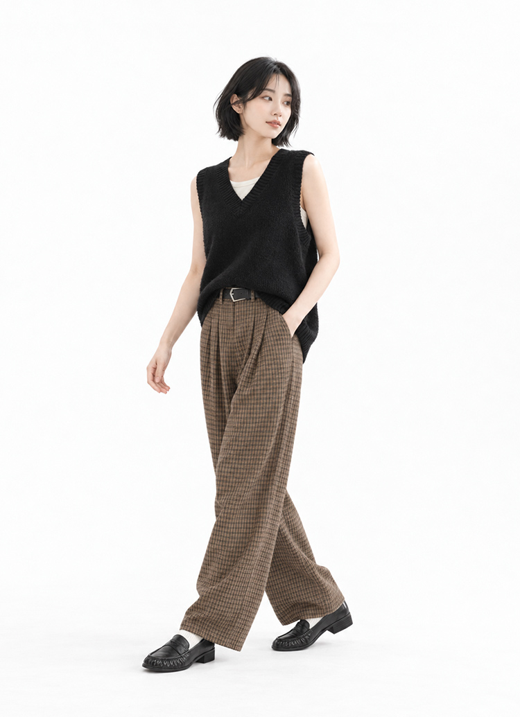 GraceGift平價女鞋 慵懶復古手縫麂皮低跟樂福鞋 黑