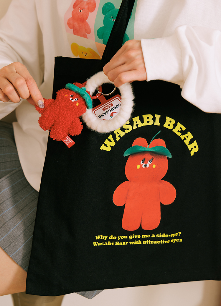 GraceGift Wasabi Bear聯名 辣椒醬熊 絨毛手機掛環 紅色