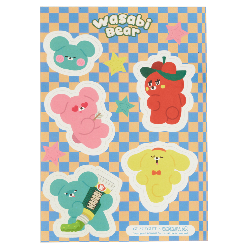 Grace Gift Wasabi Bear 聯名 貼紙 手帳裝飾貼 實拍圖