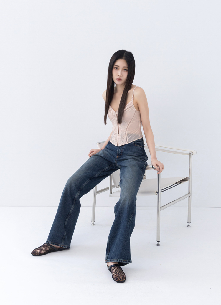 GraceGift平價女鞋 時尚秀場 圓頭 時髦編網透感平底穆勒拖鞋 黑色