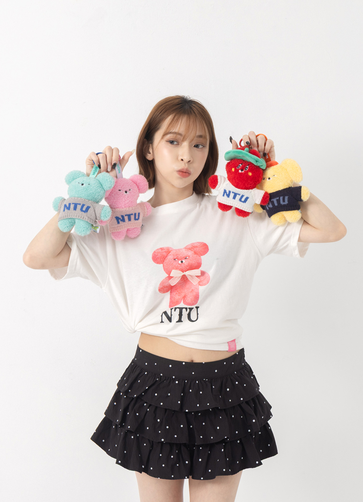 GraceGift  Wasabi Bear聯名 芥末熊 粉芥末熊毛絨玩偶吊飾鑰匙圈 粉色