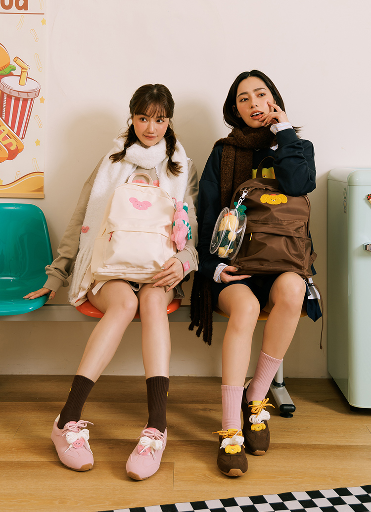 GraceGift Wasabi Bear聯名 粉芥末熊 顆粒仿羊毛流蘇圍巾 白色 實拍圖