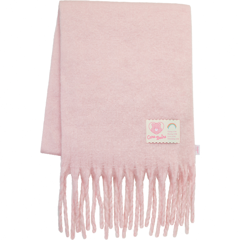 Care Bears-樂觀小熊純色流蘇仿羊絨圍巾 粉紅