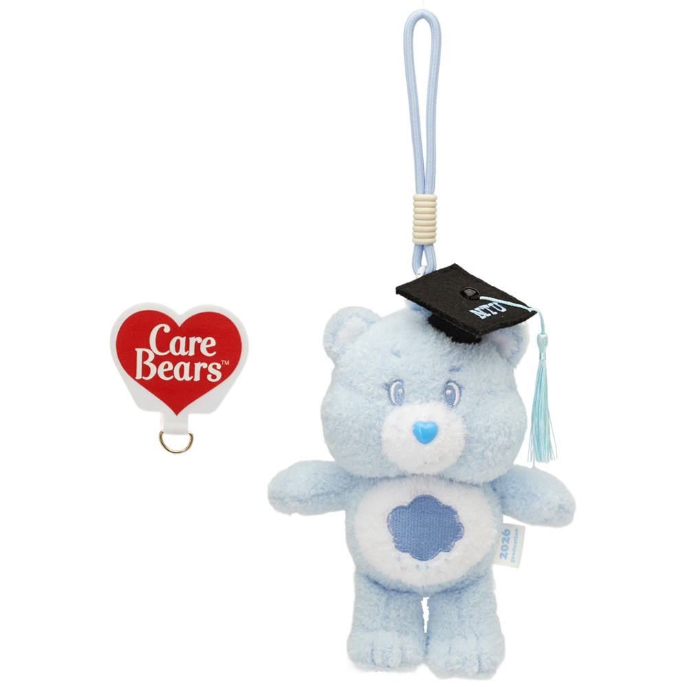 GraceGift CareBears聯名 許願小熊 NTU畢業祝福小熊吊飾禮盒 附贈手機墊片 藍綠