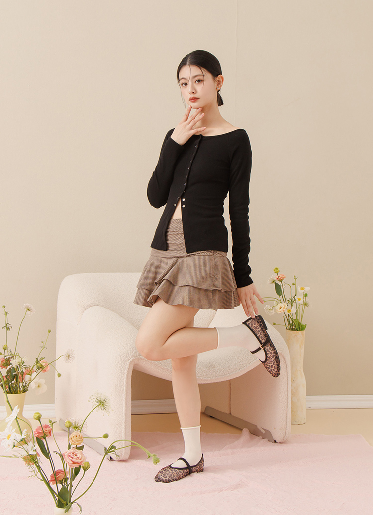 GraceGift平價女鞋 名人時尚 透膚網面 平底瑪莉珍鞋 豹紋