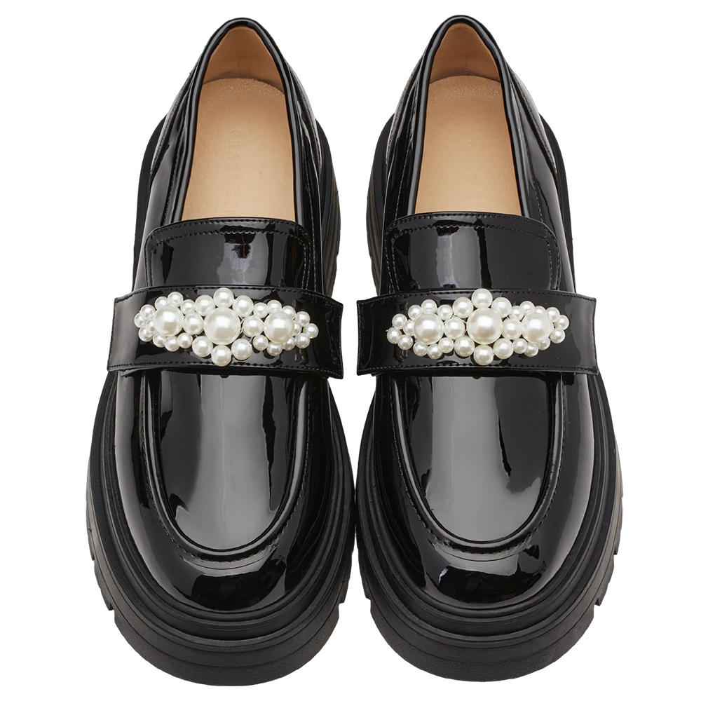 奕潔聯名-公主珍藏2WAY珍珠厚底樂福鞋 黑