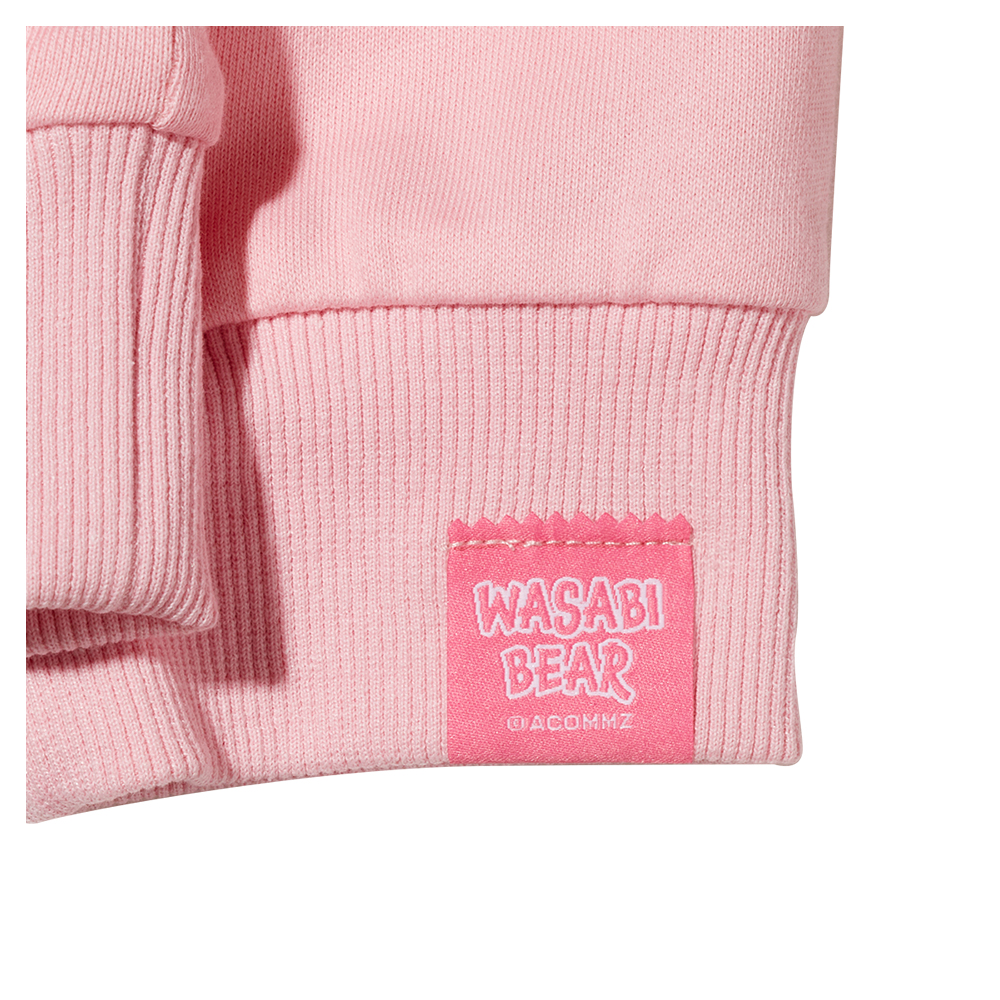 GraceGift Wasabi Bear聯名 粉芥末熊 小臉印花大學T 粉紅色 實拍圖