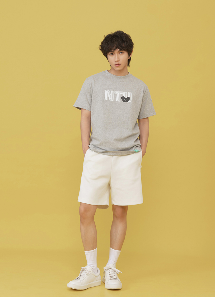 GraceGift Wasabi Bear聯名 Wasabi Bear芥末熊復古像素風印花短袖T恤 灰色