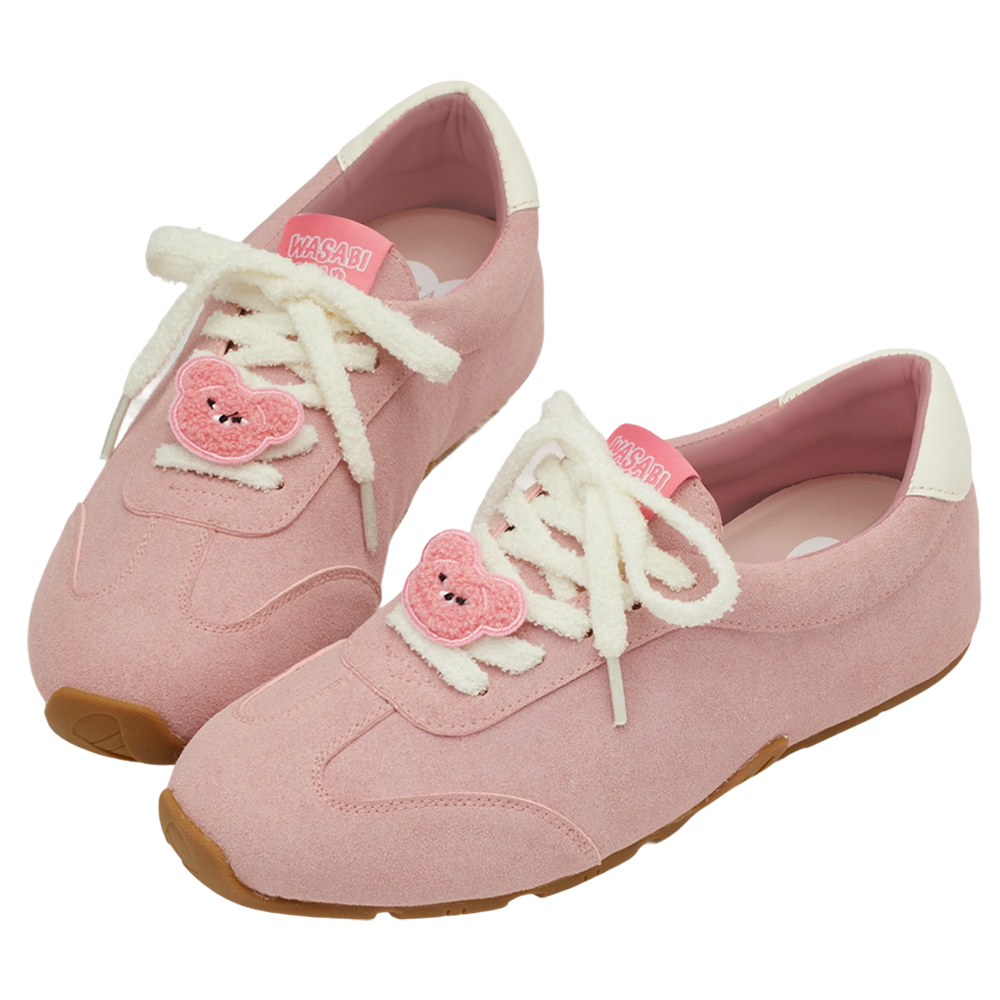 Grace Gift 平價女鞋 Wasabi Bear 聯名 粉芥末熊 休閒運動鞋 粉紅色 穿搭實拍