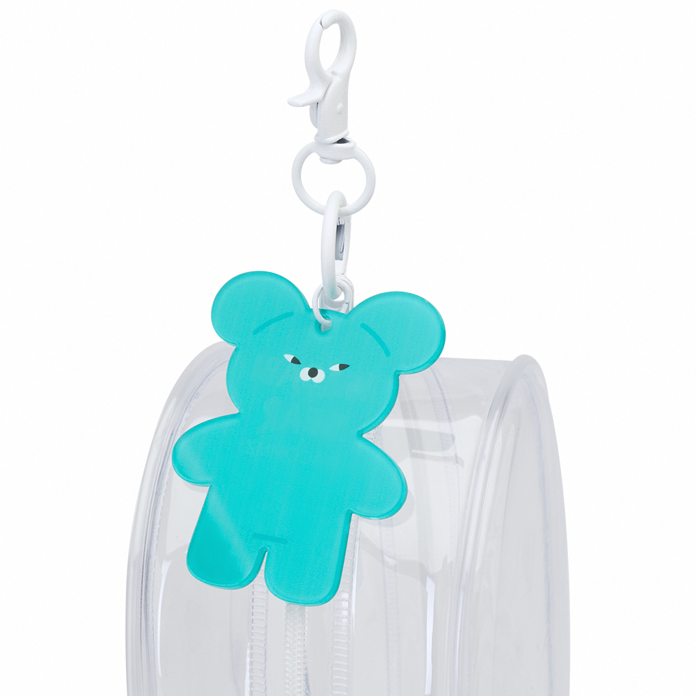 GraceGift Wasabi Bear聯名 芥末熊 吊飾透明外出曬娃包 藍綠色